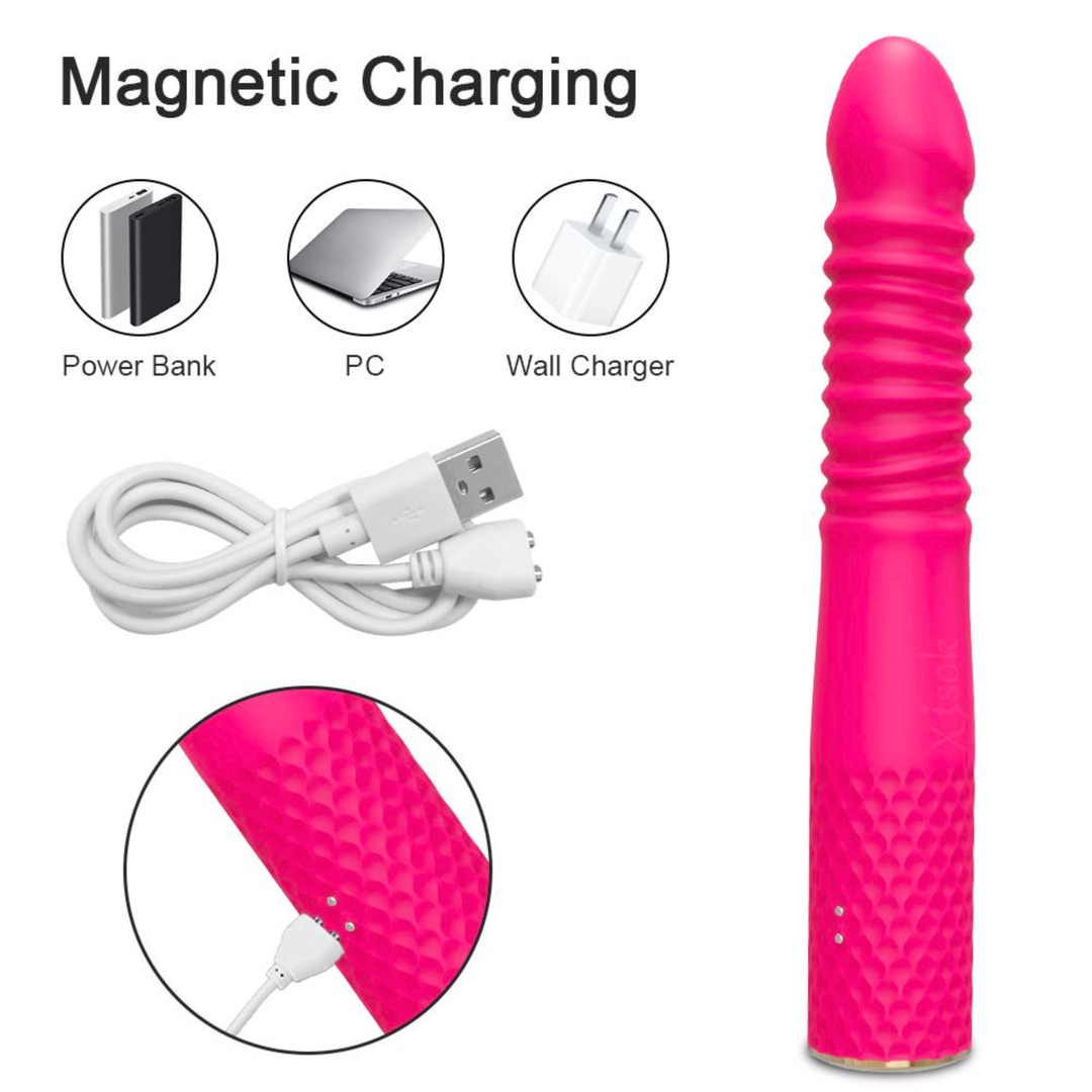 magnetic charging Thrusting and Vibrating Suction Cup Dildo 