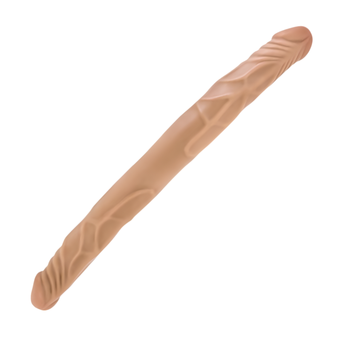underside of tan B Yours 14 Inch Double Dong 