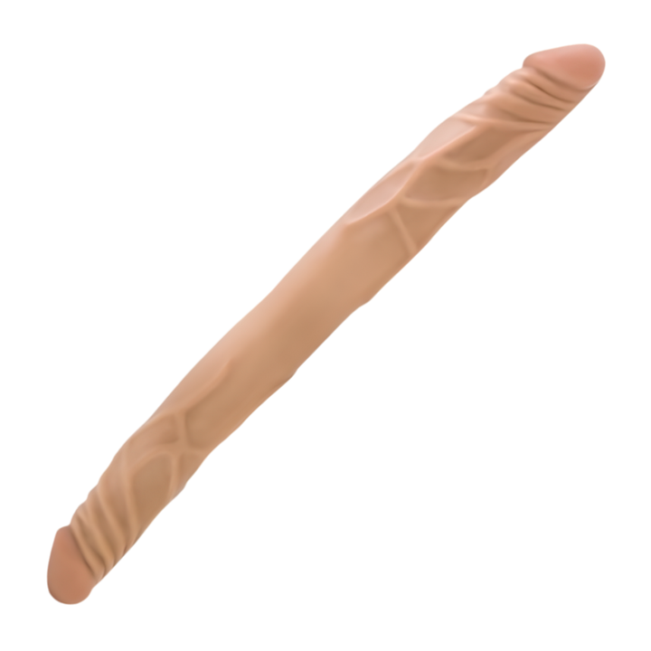 side view of tan B Yours 14 Inch Double Dong 