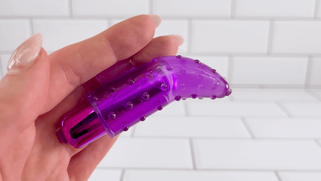 GIF of Frisky Finger on lowest settings held on fingers 
