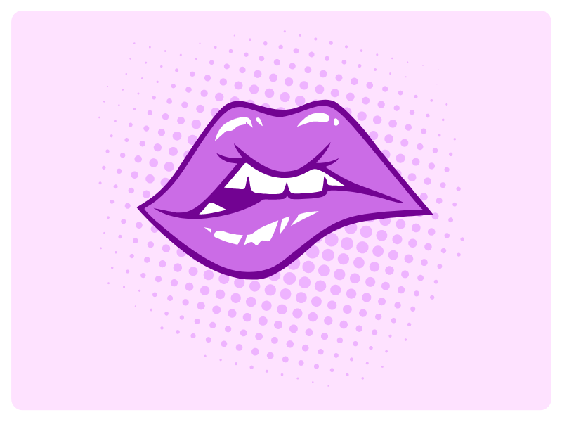 Purple pursed lips illustration