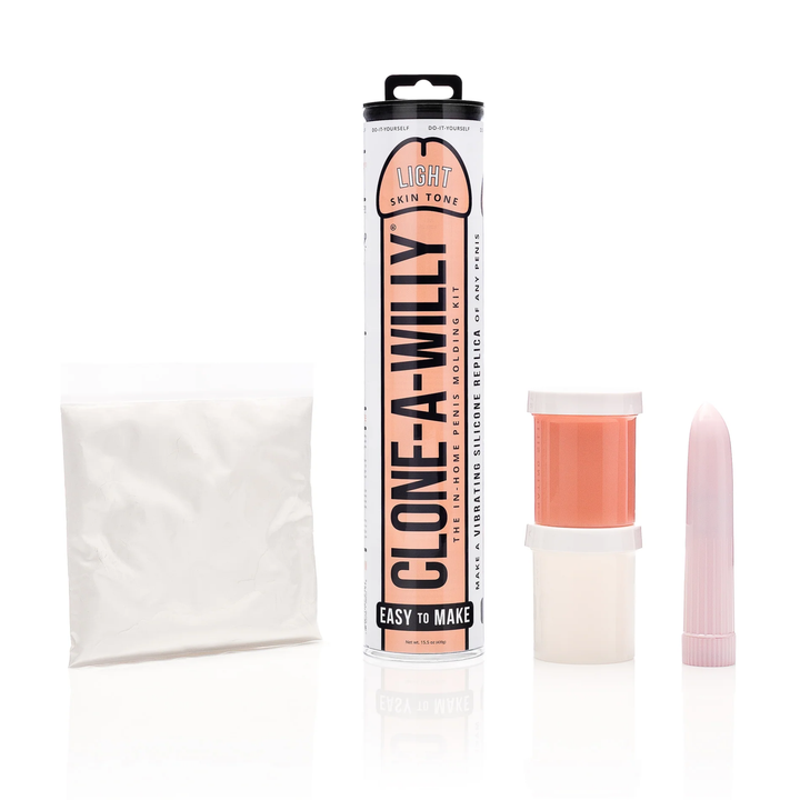 all product contents for Clone-A-Willy Silicone Dildo Molding Kit with Vibrator in beige 