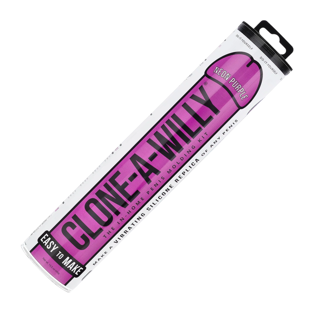 Clone-A-Willy Silicone Dildo Molding Kit with Vibrator - Neon Purple  as seen inside of packaging 