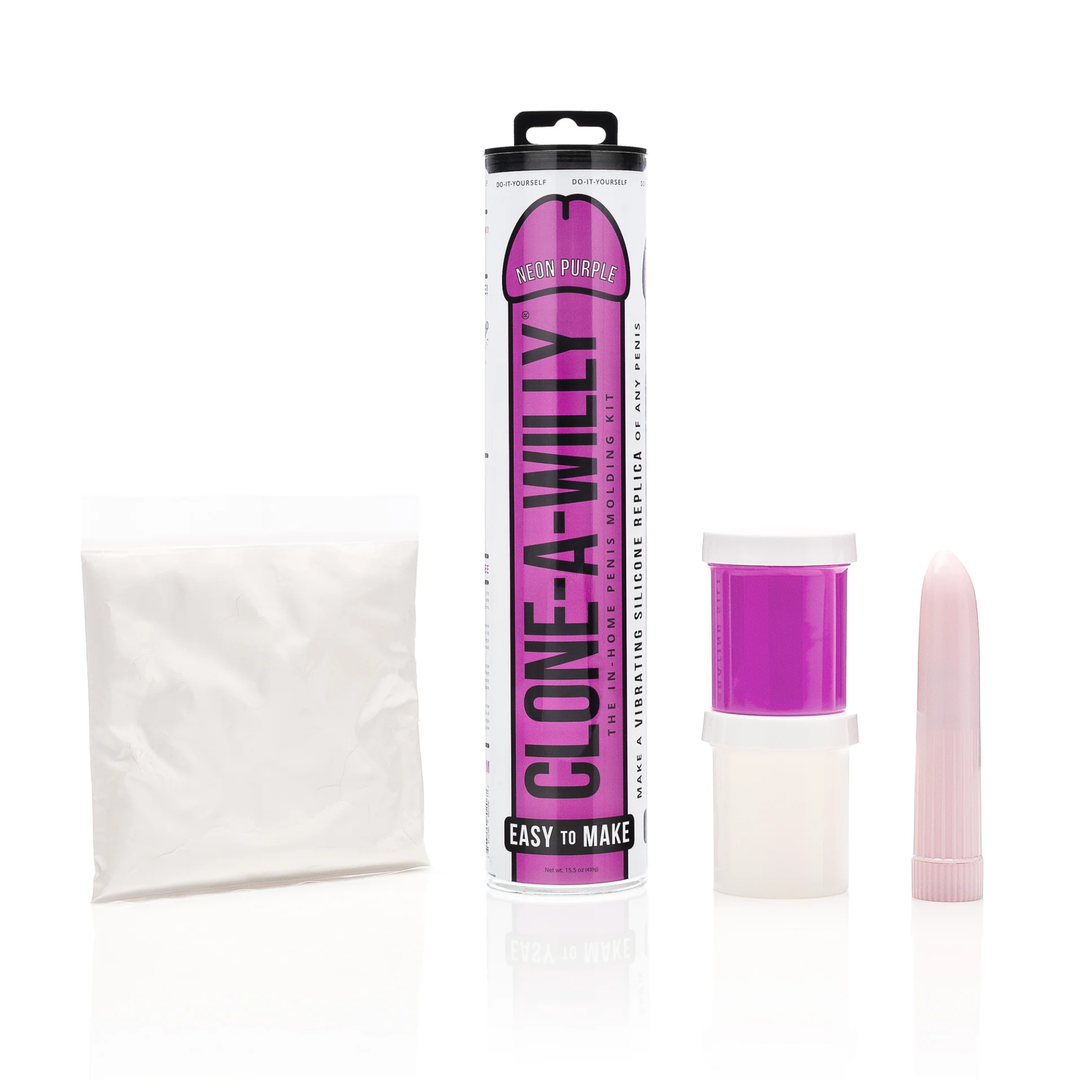 contents from Clone-A-Willy Silicone Dildo Molding Kit with Vibrator - Neon Purple  