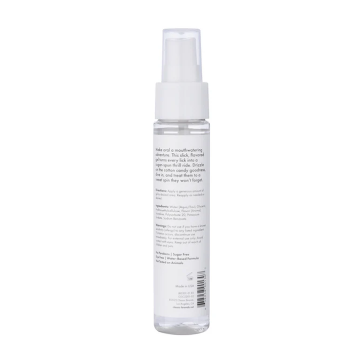 backside of CG Blow Me Oral Sex Gel  packaging 