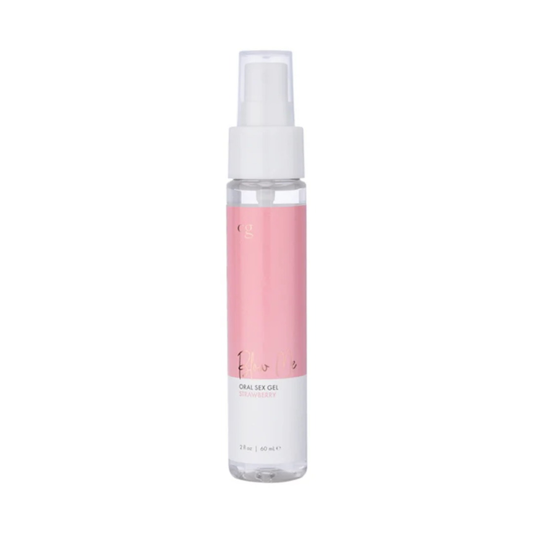 frontside of strawberry CG Blow Me Oral Sex Gel 