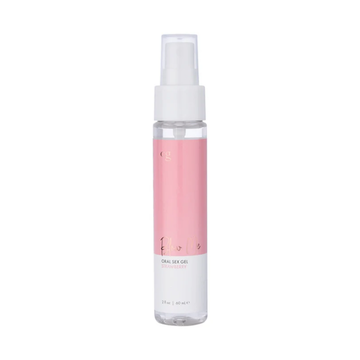 frontside of strawberry CG Blow Me Oral Sex Gel 