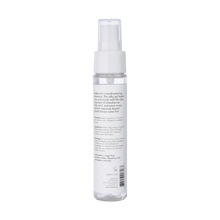 backside of strawberry CG Blow Me Oral Sex Gel 