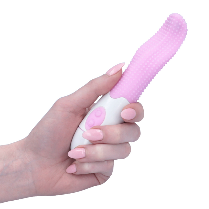 hand holding mini tongue vibrator 
