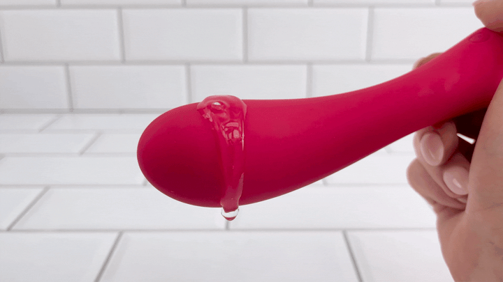 GIF of Rechargeable Silicone G-Spot Massager  vibrating on high intensity 