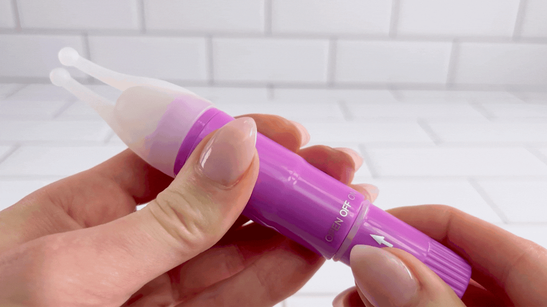 GIF of Taylor's Pocket Massager with Silicone Tip being turned on 