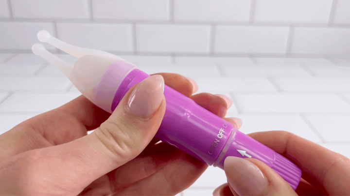 GIF of Taylor's Pocket Massager with Silicone Tip being turned on 