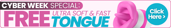 Promotional banner for a 'Free Ultra Soft & Fast Tongue' offer during Cyber Week with a pink product and call-to-action button.