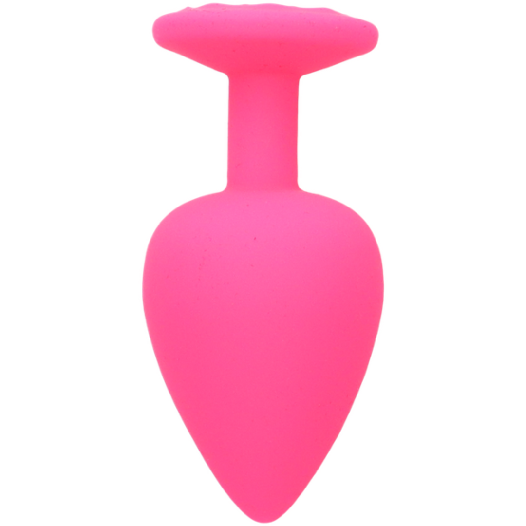 Silicone Jeweled Anal Plug pink with pink jewel