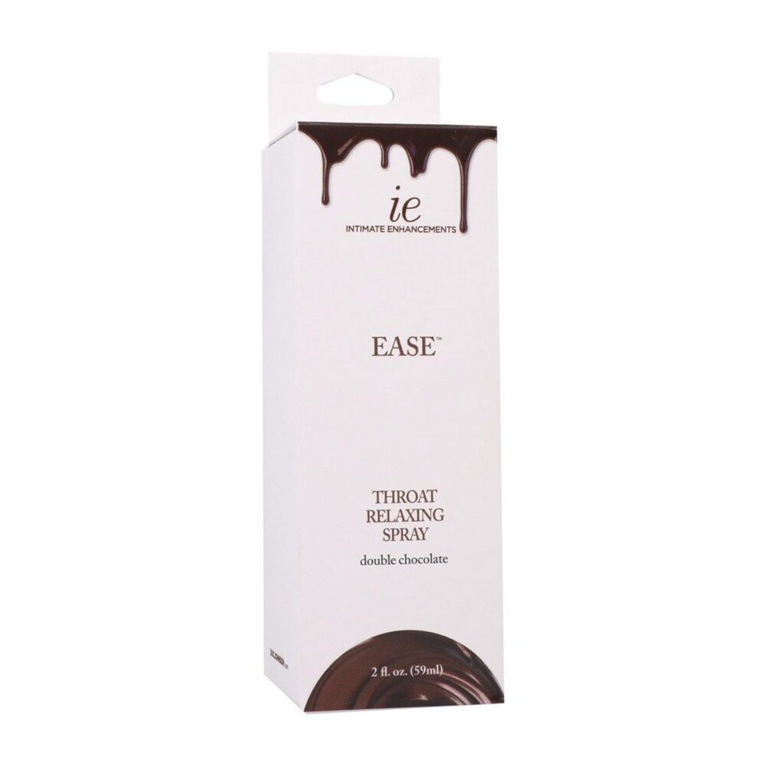 frontside of double chocolate Intimate Enhancements Ease Throat Relaxing Spray packaging 