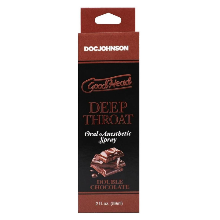 GoodHead Deep Throat Oral Anesthetic Spray Double Chocolate 2oz
 as seen inside of packaging 