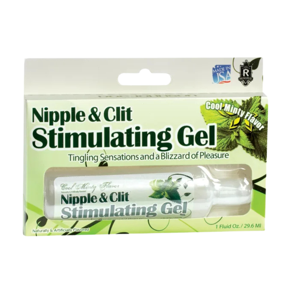 Packaging of Nipple & Clit Stimulating Gel with green and white design