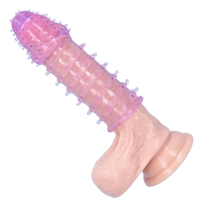 Ribbed Penis Extension With Pleasure Nubs as seen on dildo. dildo not included with purchase 