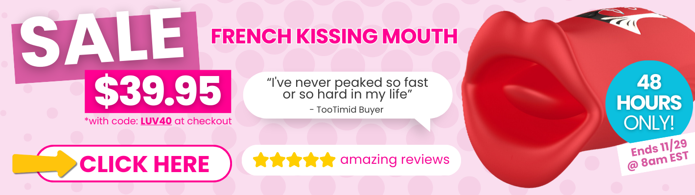 French kissing mouth sale banner for desktop