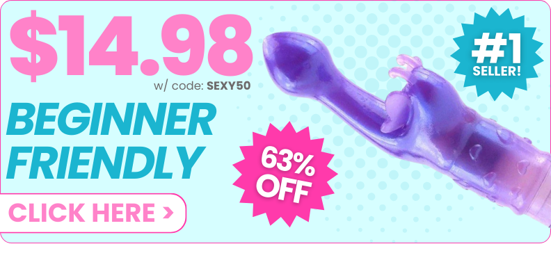 Purple BUTTERFLY dual action vibe for $14.98 with promotional text on a blue background