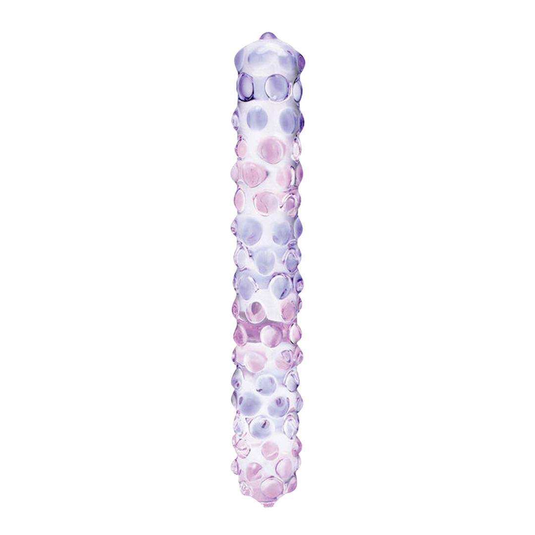nubby pink and purple glass dildo 