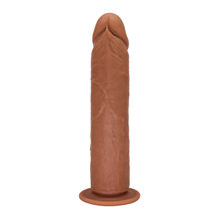 Naughty Silicone Dildo With Strong Suction Cup view from the underside showing the detailed texture