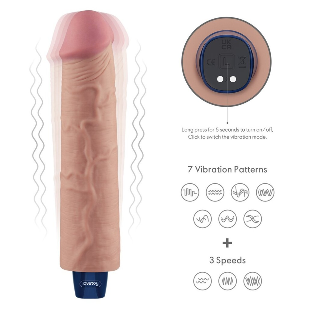 product details for 9.5 inch Real-feel Waterproof Rechargeable Vibrating Dildo 10 vibration modes 
