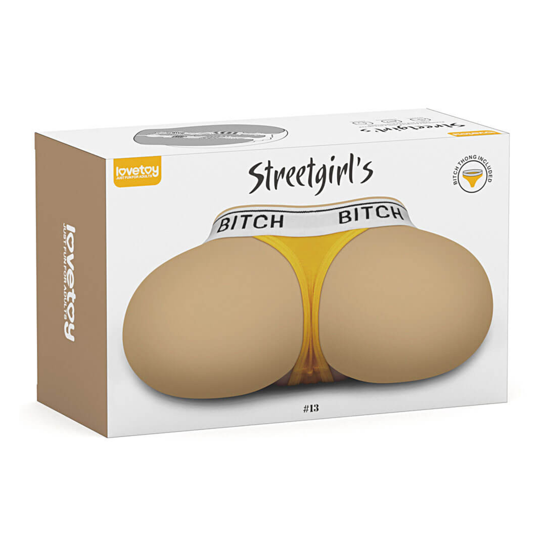 LoveToy male masturbator realistic sex doll thrust piece Streetgirl's 13 beige as seen inside of packaging 