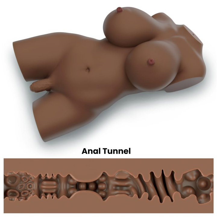 Streetgirl's transgender realistic male masturbator in brown view of anal tunnel textures 
