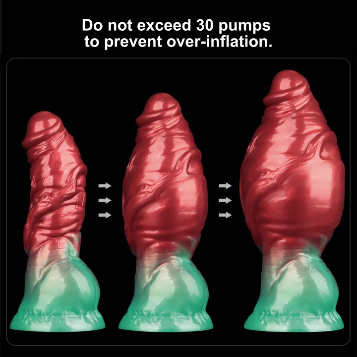 do not exceed 30 pumps to prevent over-inflation 7.5 inch Dual Density Silicone Inflatable Dildo