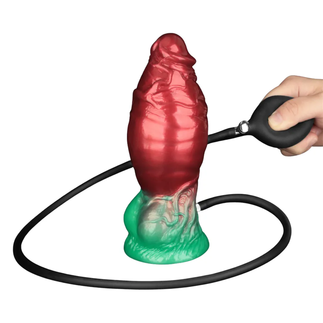hand squeezing pump from 7.5 inch Dual Density Silicone Inflatable Dildo 