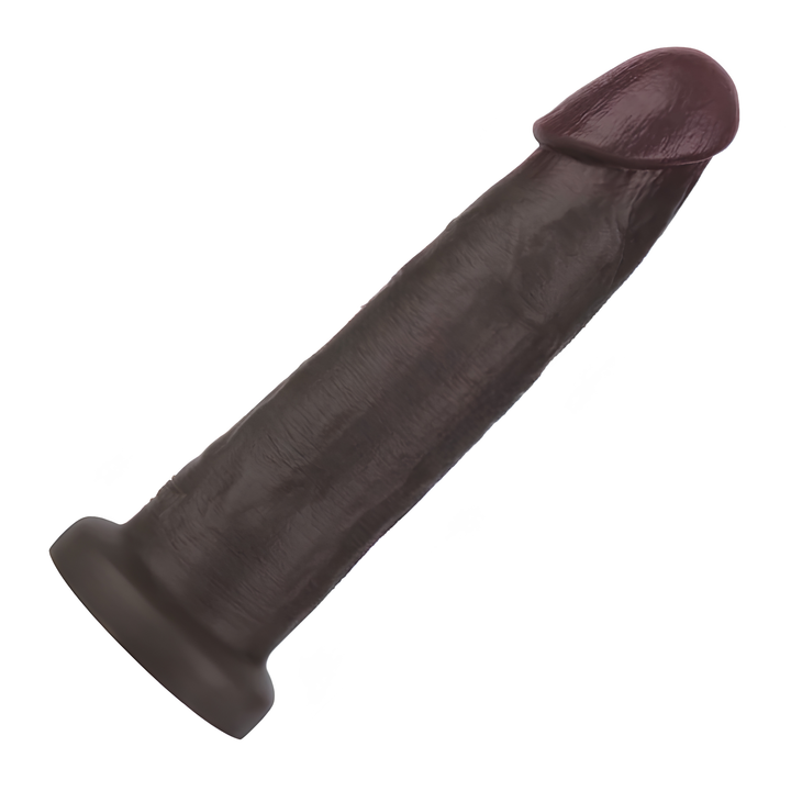 side view of black 9 inch Sliding Skin Pro II Dual Layer Silicone Dildo 