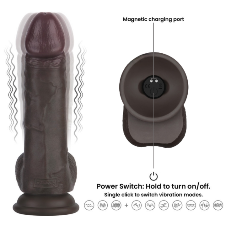 magnetic charging port from vibrating Sliding Skin Pro II Dual Layer Silicone dual density design dildo  