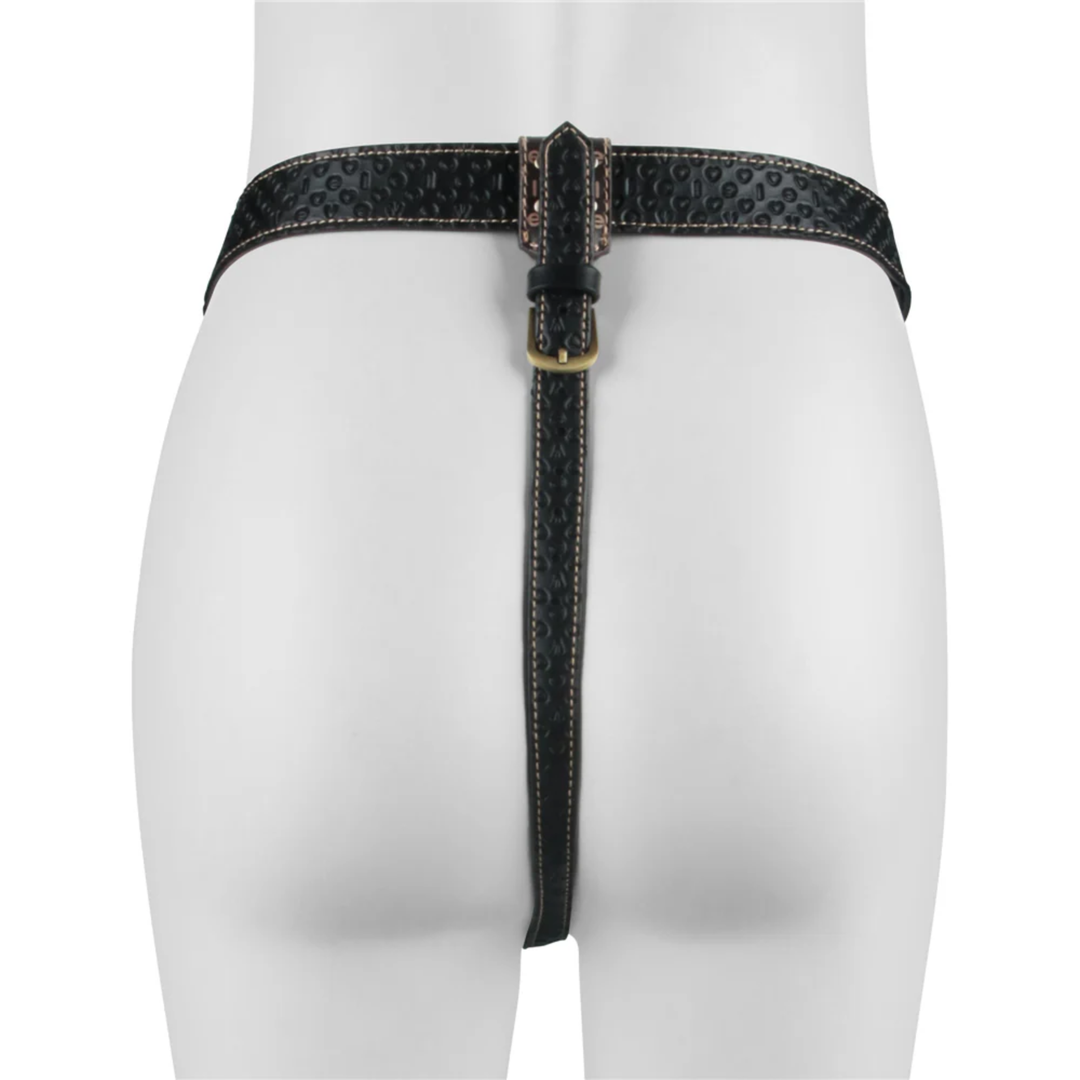 backside of Rebellion Reign Strap-On Harness on a mannequin 