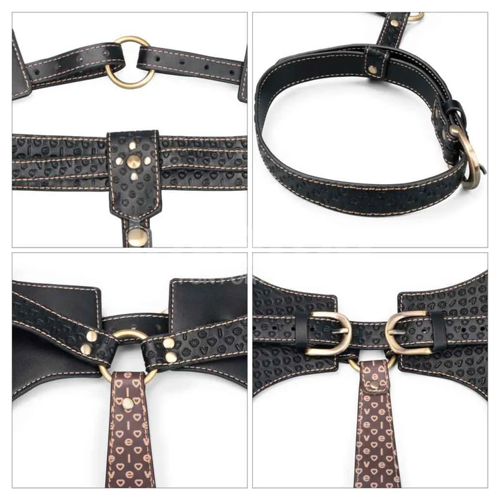 brass buckles and adjustable straps from Rebellion Reign Faux Leather Full Body Harness