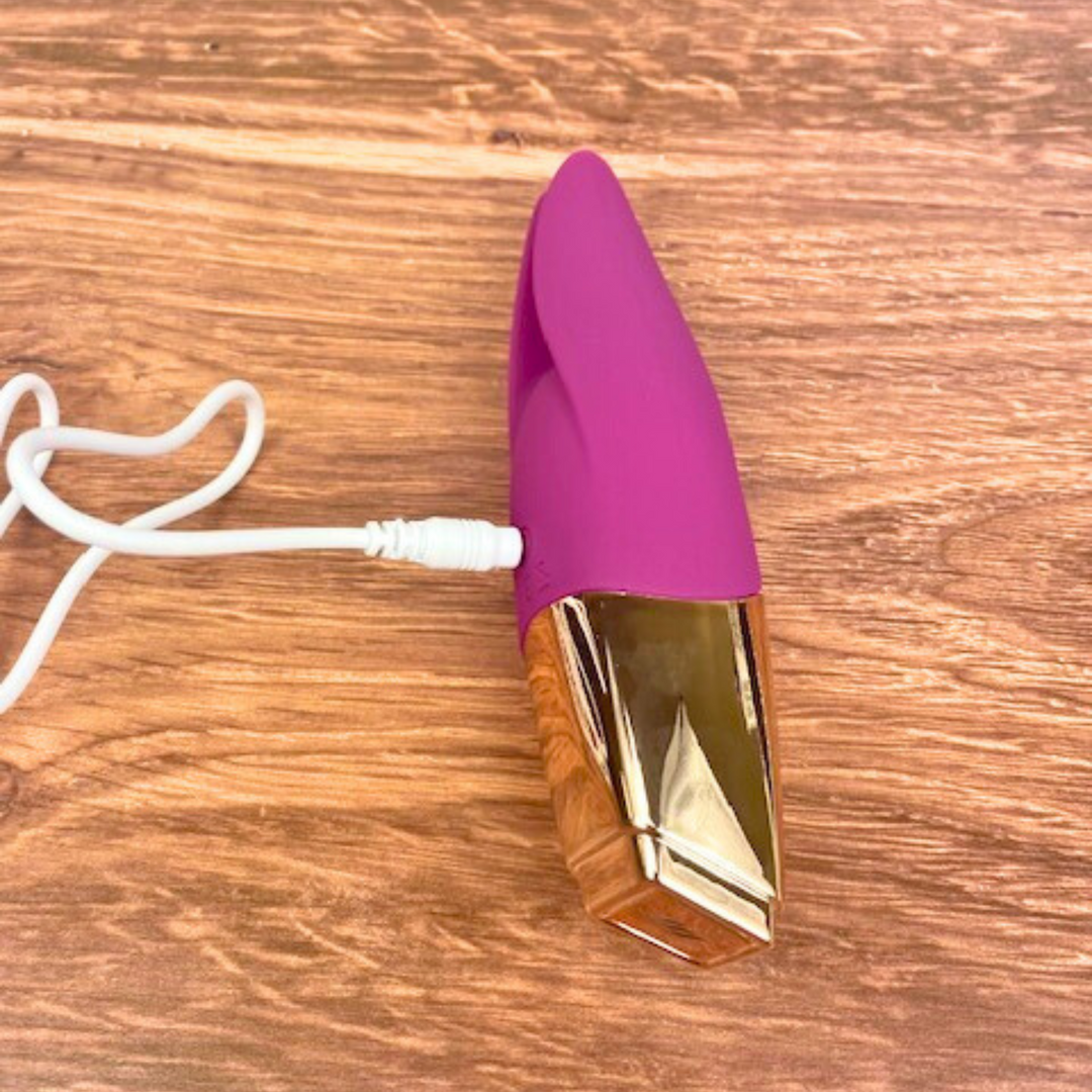 Powerful Fluttering Tongue Vibrator | Clit Tickling Pleasure Vibe image showing where the charger plugs into.