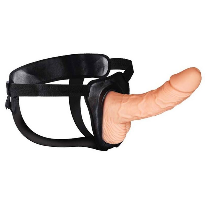 side view of Erection Assistant Hollow Strap-On 8in - beige