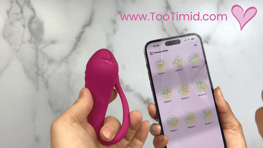 GIF of pink kegel egg being used with phone application