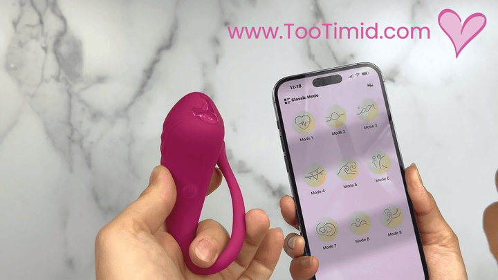 GIF of pink kegel egg being used with phone application