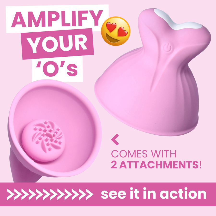 AMPLIFY YOUR 'O's  COMES WITH 2 ATTACHMENTS! see it in action NIPPLE VIBRATORS BY TOOTIMID