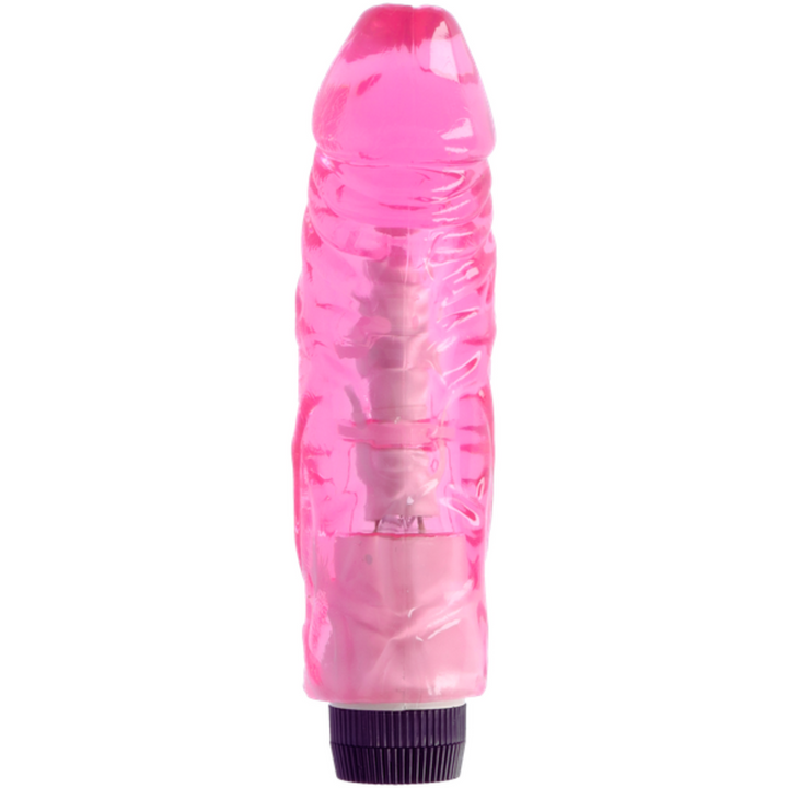 Front view pink vibrating dildo