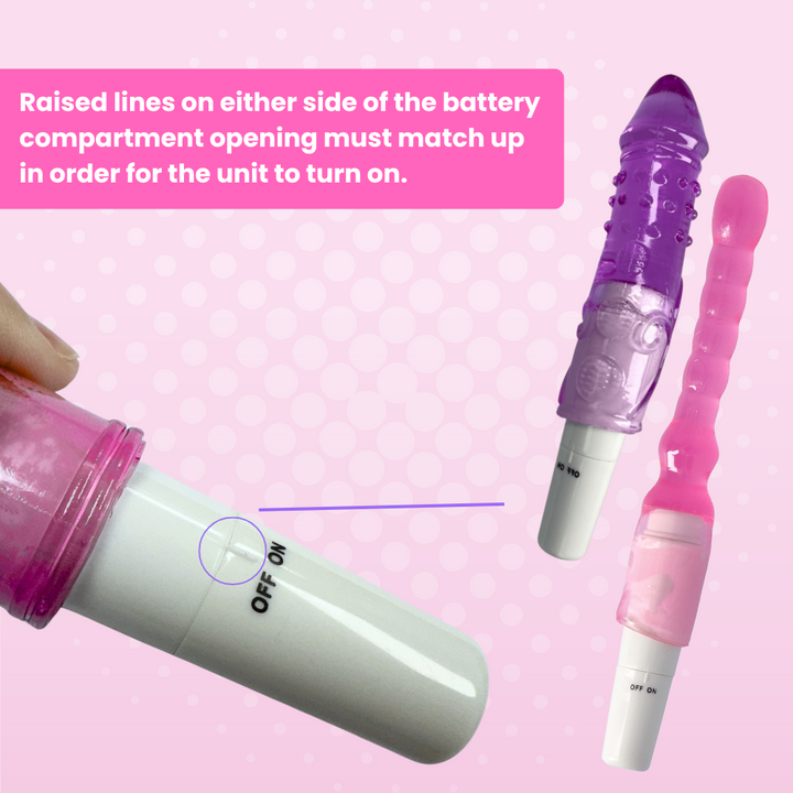Raised lines on either side of the battery compartment opening must match up in order for the unit to turn on.