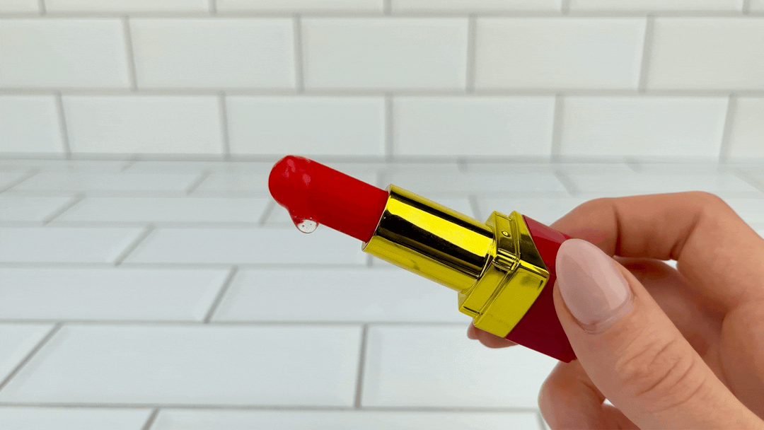 GIF of lube vibrating on tip of Rechargeable Lipstick Vibrator  