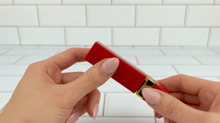 GIF of Rechargeable Lipstick Vibrator  cap being taken off 