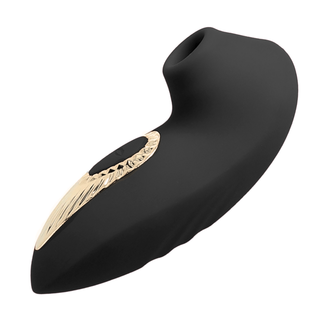 side profile of red/gold luxury air pulse stimulator from TooTimid