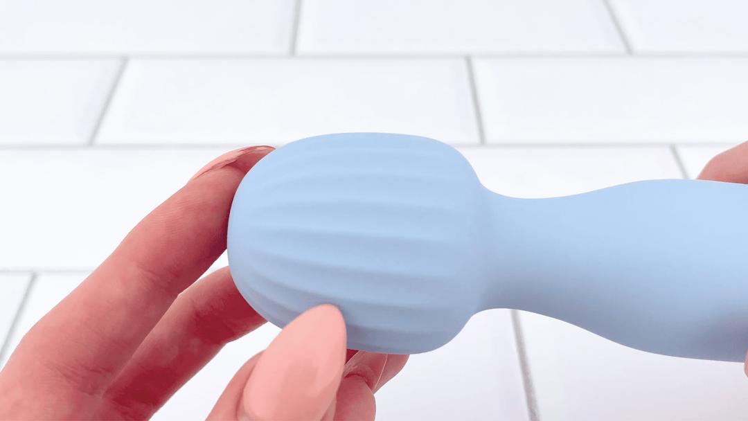 GIF of rippled texture on Mini Silicone Rechargeable Massage Wand head 