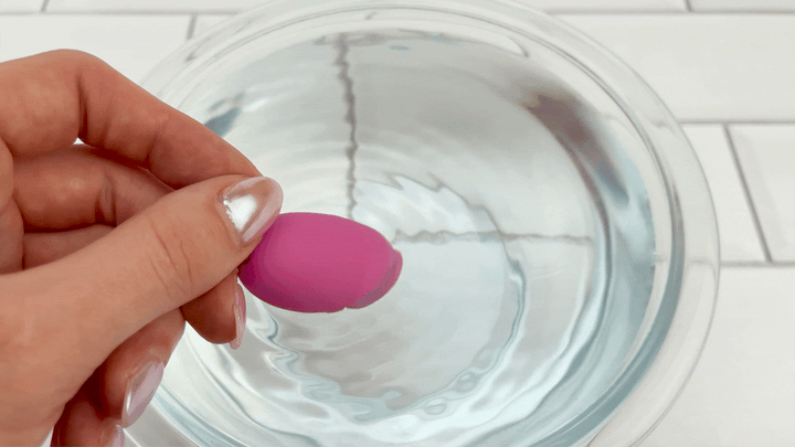 GIF of USB Plug-In Vibrating Bullet vibrating on lowest intensity in bowl of water