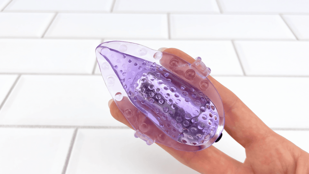 GIF of vibrating Vibrating Tongue Finger Sleeve with Clit Bullet 
