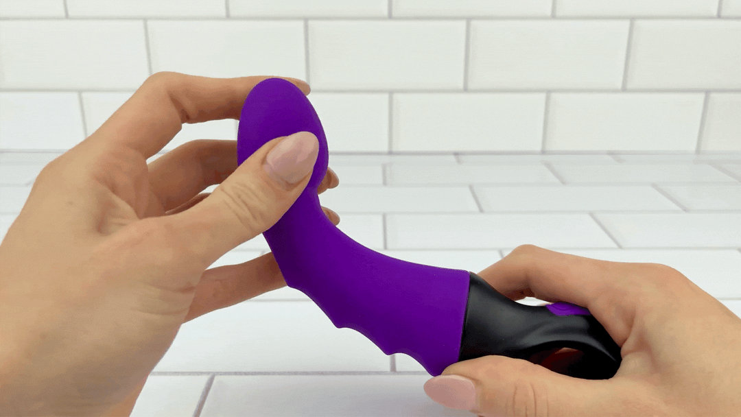 GIF of Flexible Vibrating G-Spot Dildo shaft being bent 