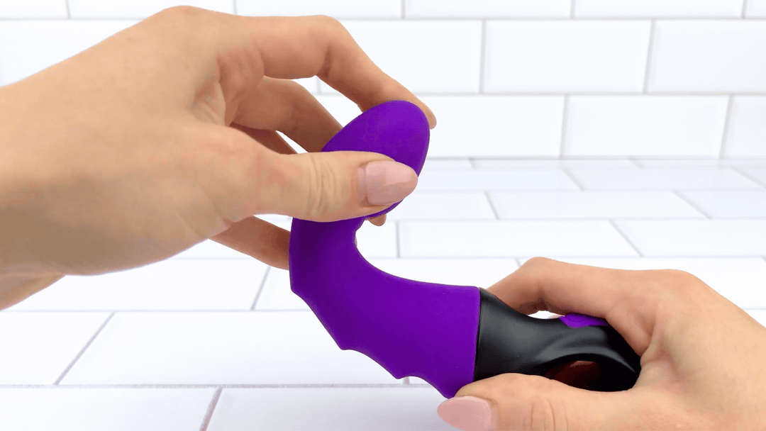 GIF of Flexible Vibrating G-Spot Dildo shaft being bent 